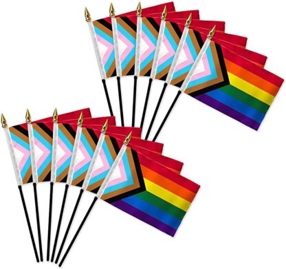Rainbow Progress Pride Flag 4X6 Inch 12 Pack