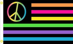 Rainbow Peace Neon Flag