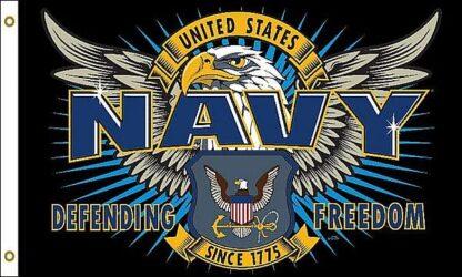 Navy Defending Freedom Black Flag