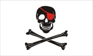 Pirate Red Patch Flag White
