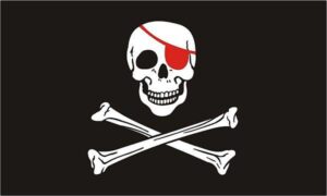 Pirate Red Patch Flag Black