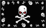 Red Eyes Skull Border Flag 3x5 FT