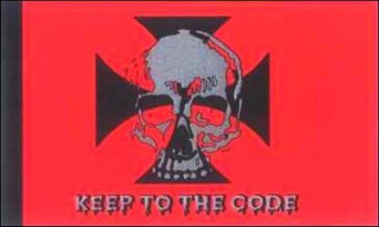 Keep To The Code Iron Cross & Skull Flag