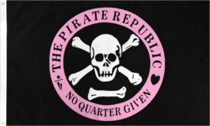 Pirate Republic No Quarter Given Flag Pink
