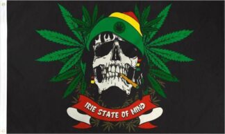 Rasta Reggae Marijuana Skull Flag ("Irie State Of Mind")