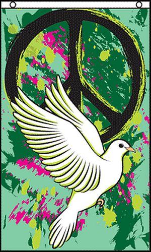 Peace Graffiti Dove Flag Vertical