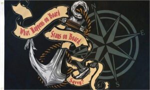 What Happens on Board Stays on Board Pirate Flag