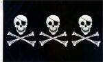 Three Skulls With Patch Flag 3x5 FT