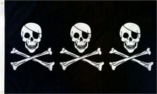 Three Skulls With Patch Pirate Flag