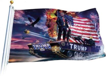 Trump on a tank flag