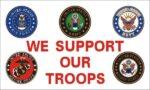 We Support Our Troops Five Insignia Flag 3x5 FT