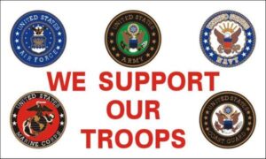 We Support Our Troops 5 Insignia Flag