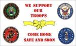 We Support Our Troops Four Insignia Flag 3x5 FT