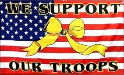 We Support Our Troops USA Ribbon Flag