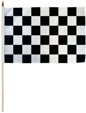 White Black Checkered Flag 12X18