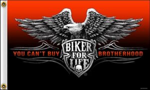 Biker For Life You Can't Buy Brotherhood Flag