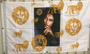 Bob Marley Gold Lions Flag