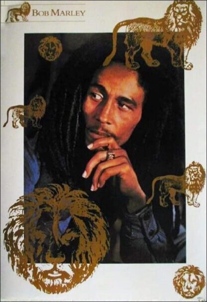 Bob Marley Gold Lions Flag