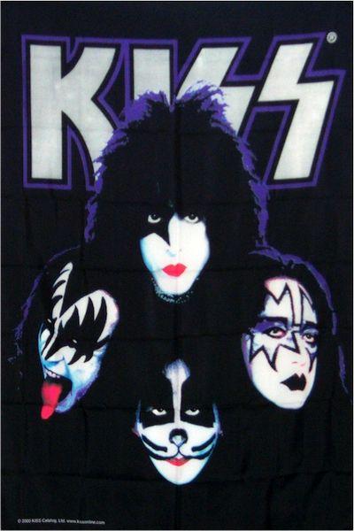 Kiss Four Face Blacklight Poster Flag