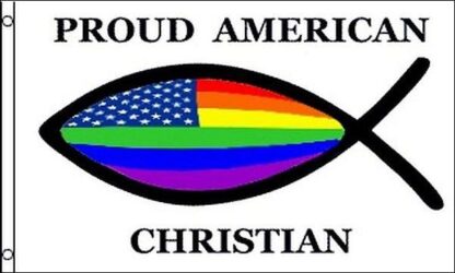 Christian Fish Rainbow Flag Proud American