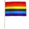 Rainbow Pride Handheld 12x18 In Flag With Pole Stitched Edge 12 Pack