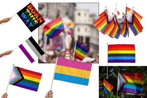 Rainbow Pride Stick Flags
