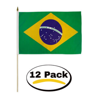 Brazil Handheld Flag 12x18 Inch 12 Pack