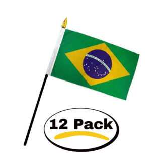 Brazil Stick Flag 4x6 Inch 12 Pack