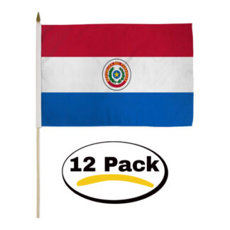 Paraguay Handheld 12×18 In Flag With Pole 12 Pack