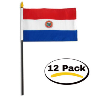 Paraguay Handheld 4×6 In Flag With Pole 12 Pack