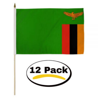 Zambia Handheld 12×18 In Flag With Pole 12 Pack