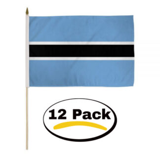 Botswana Handheld 12×18 In Flag With Pole 12 Pack