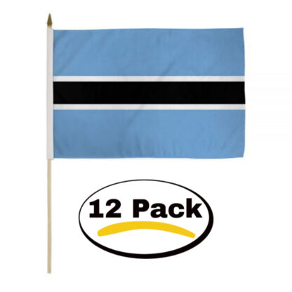 Botswana Handheld 12×18 In Flag With Pole 12 Pack