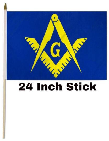 Masonic Yellow Handheld 12×18 In Flag 24 In Stick