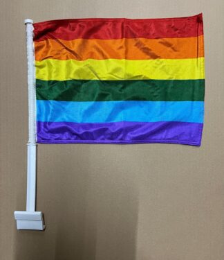 Rainbow Pride 12X15 Inch Knitted 2-Ply Car Flag