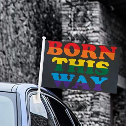 Rainbow Pride Born This Way 12x18 Inch 1-Ply Car Flag