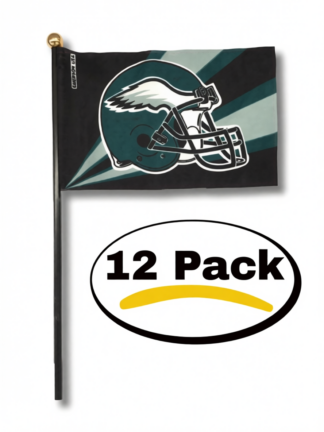 Philadelphia Eagles Helmet Stick Flag 4x6 Inch 12 Pack