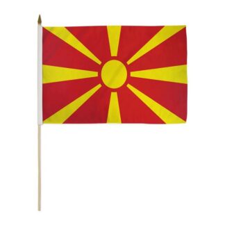 North Macedonia Flag 12x18 Inch On A Stick