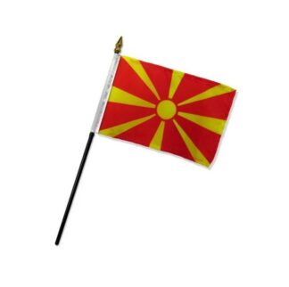 North Macedonia Flag 4x6 Inch On A Stick