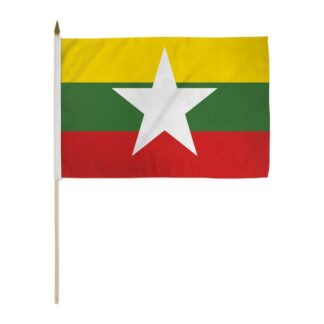 Myanmar Flag 12x18 Inch On A Stick