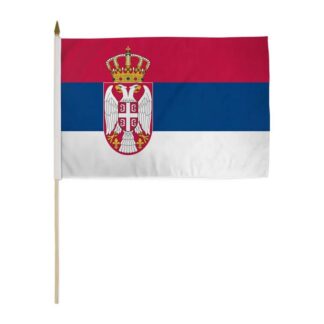 Serbia Flag 12x18 Inch On A Stick