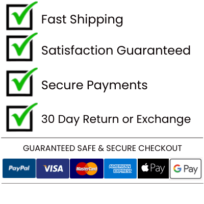 Fast shipping, satisfaction guaranteed, secure payments, 30 day return or exchange. Guaranteed safe & secure checkout.