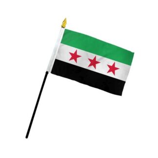 Syrian Arab Republic Flag 4x6 Inch On A Stick