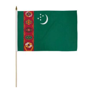 Turkmenistan Flag 12x18 Inch On A Stick