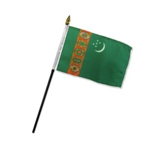 Turkmenistan Flag 4x6 Inch On A Stick