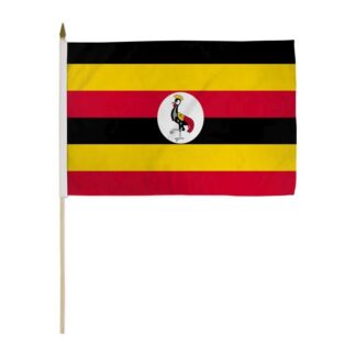 Uganda Flag 12x18 Inch On A Stick