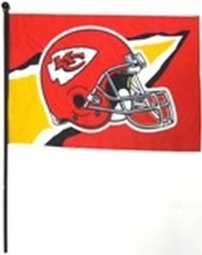 Kansas City Chiefs Helmet Handheld 12×18 In Flag With Pole