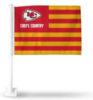 Kansas City NFL Chiefs Country Striped Car Flag 11x15 In