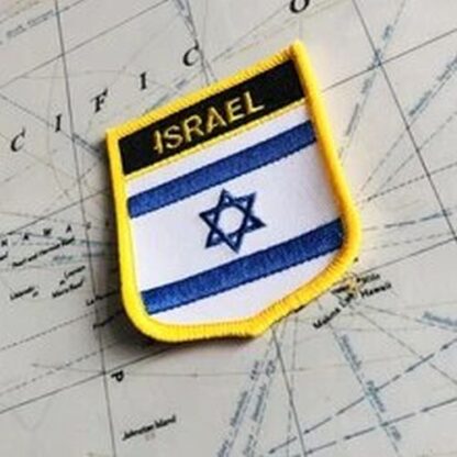 Israel Embroidered Crest Shaped Iron On Patch 2x2.5 In