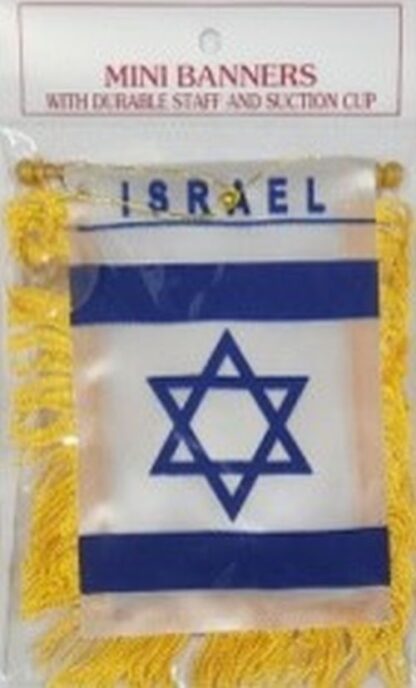 Israel Rearview Mirror Window Hanging Mini Banner 4x5.5 In
